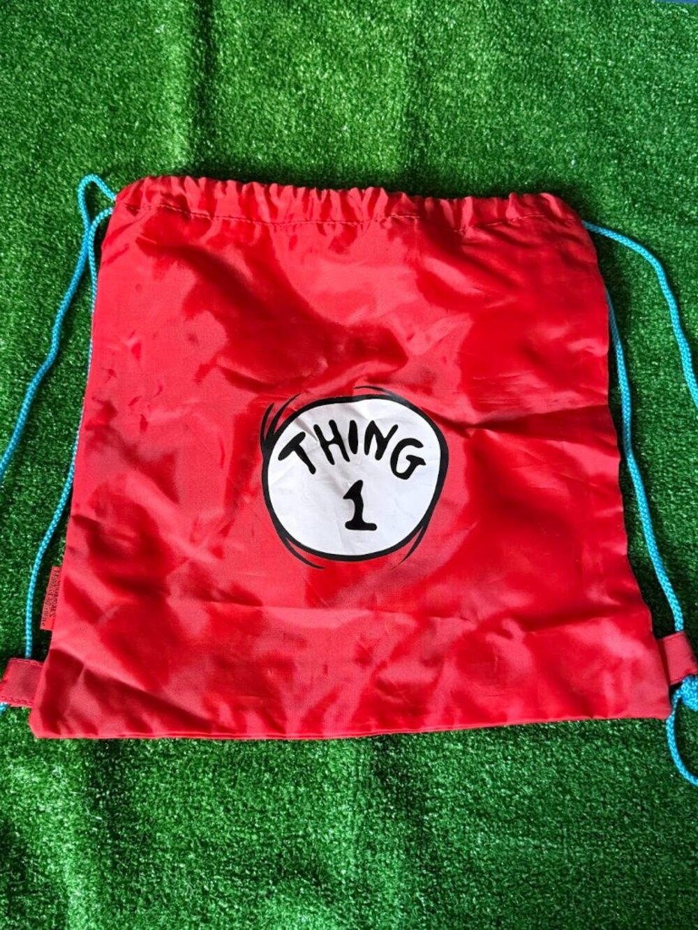 Universal Studios Dr. Seuss's Cat In The Hat Thing 1 & 2 String Bag Gym Sack Red
